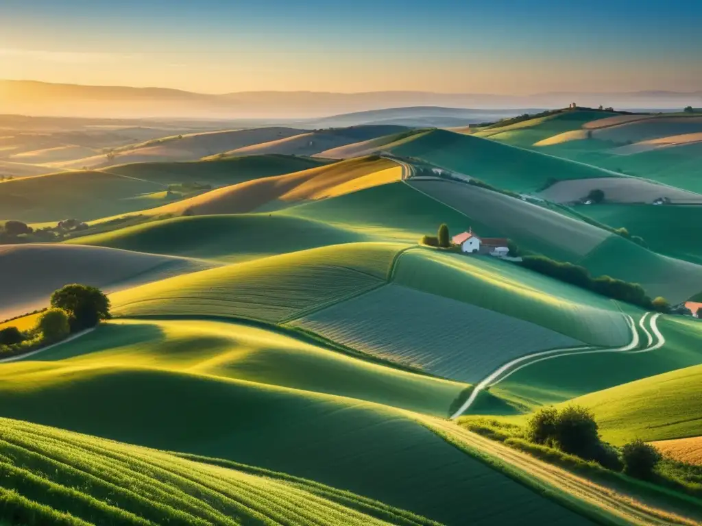 Beneficios de la fibra óptica rural en paisaje rural al amanecer