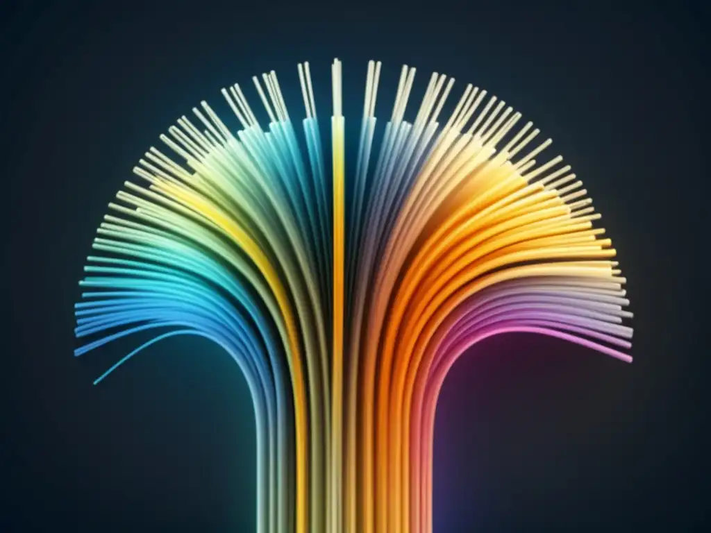 Evolución de la fibra óptica: imagen moderna y detallada del cable mostrando su estructura interna y avances tecnológicos