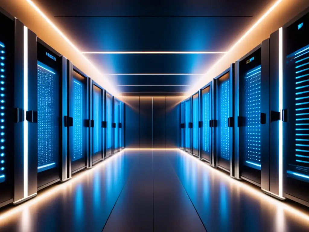 Beneficios servidores ópticos para data centers: Imagen 8k detallada y moderna, muestra eficiencia y conectividad global