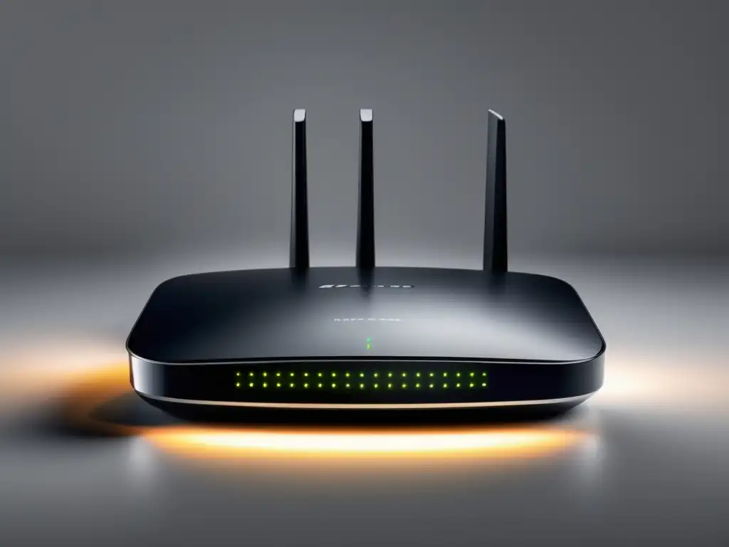 Router moderno y elegante resaltando ventajas y desventajas de la fibra óptica