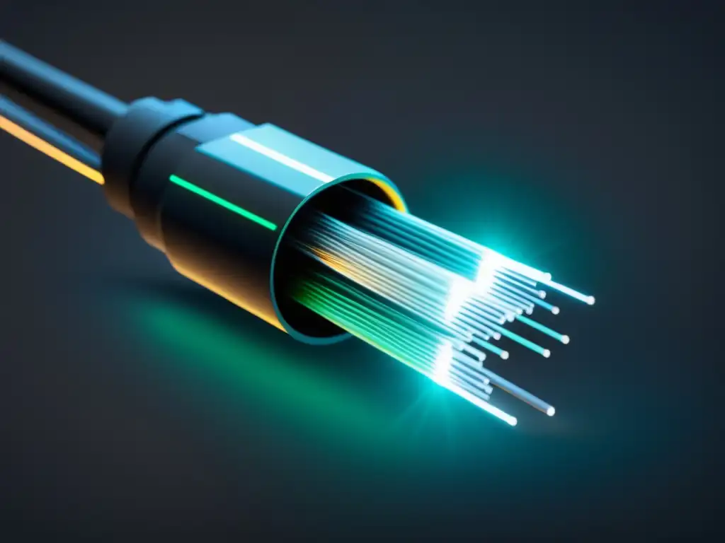 Desafío infraestructuras obsoletas fibra óptica: cable luminoso y vibrante que captura la esencia de la tecnología de fibra óptica