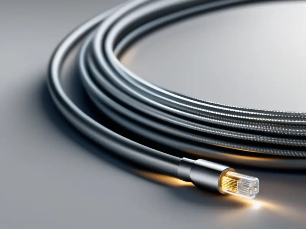 Ventajas de la fibra óptica: Diseño moderno con cable de fibra óptica detallado, elegante y sofisticado