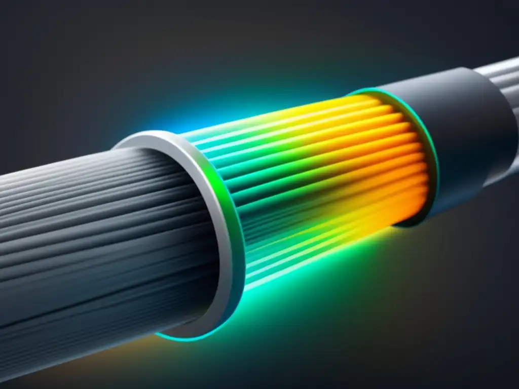 Ventajas y desventajas de la fibra óptica: imagen de cable óptico con diseño intrincado y colores vibrantes