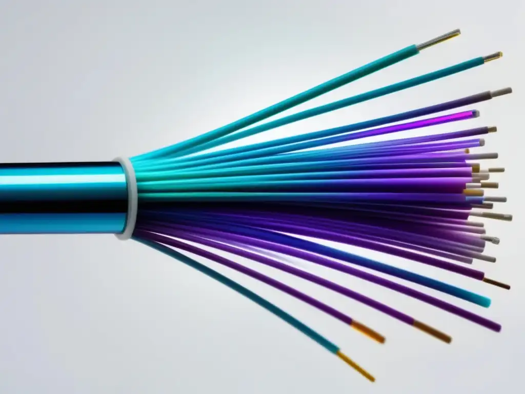 Ventajas fibra óptica en transmisión datos: cable esbelto y moderno, colores vibrantes y patrón simétrico