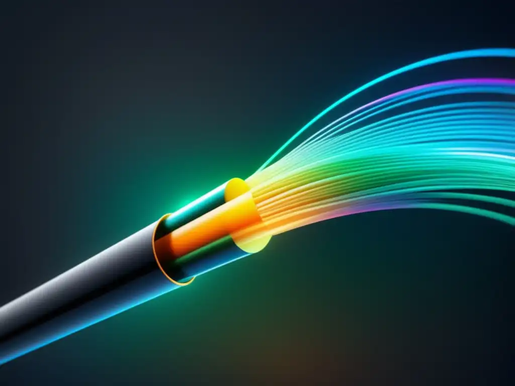 Aplicaciones iniciales de fibra óptica: cable transparente iluminado, transmitiendo datos con precisión y velocidad