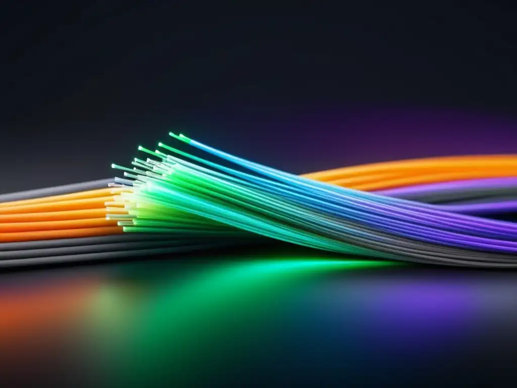 Beneficios y aplicaciones de la fibra óptica: Imagen impresionante de cables de fibra óptica de 8k que muestra su belleza y funcionalidad