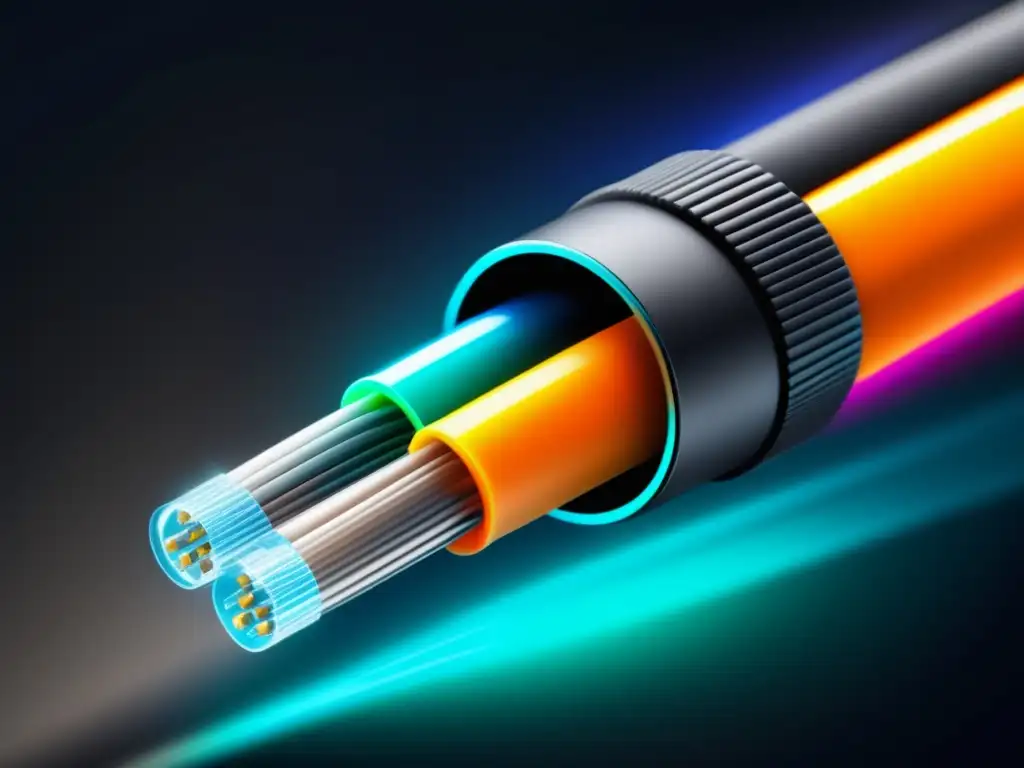 Estándares fibra óptica telecomunicaciones: Imagen impresionante de cable de fibra óptica de diseño minimalista y alta calidad