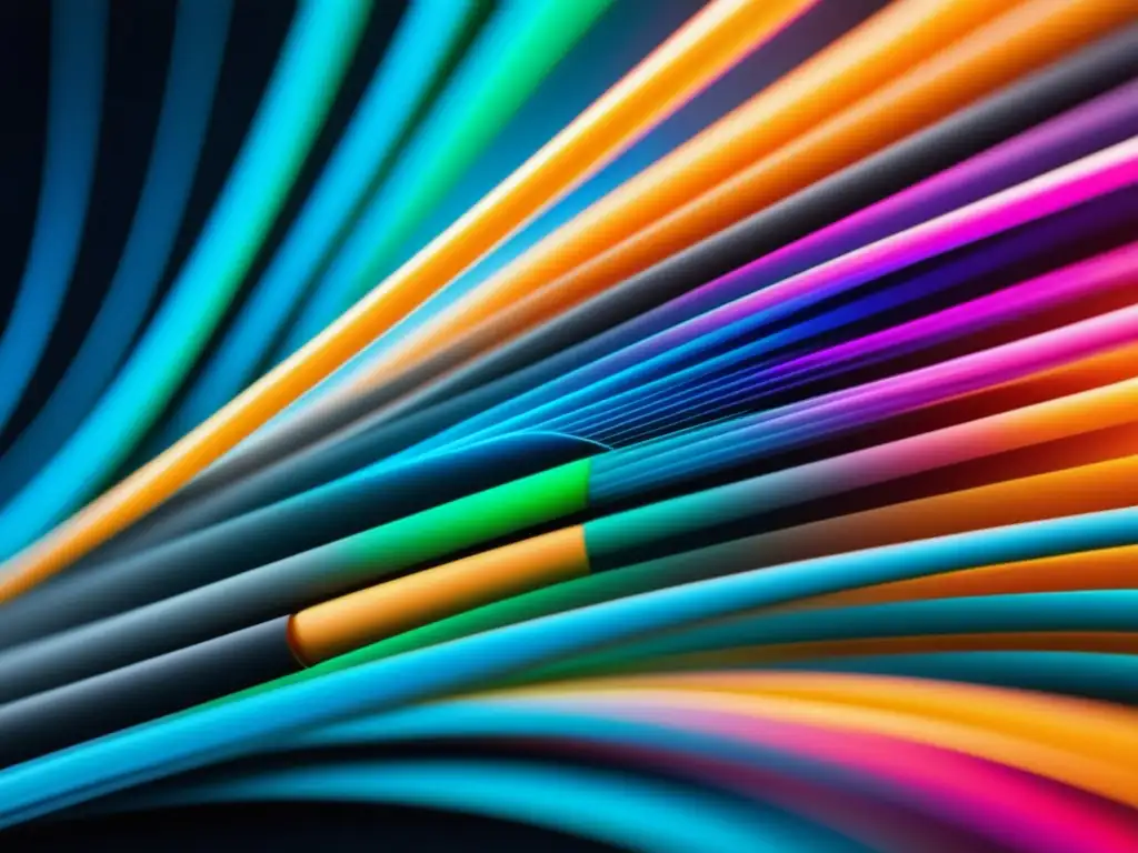 Ventajas y desventajas de la fibra óptica: moderno cable de fibra óptica simétrico con diseño intrincado, reflejando la transmisión rápida de datos y la elegancia de esta tecnología