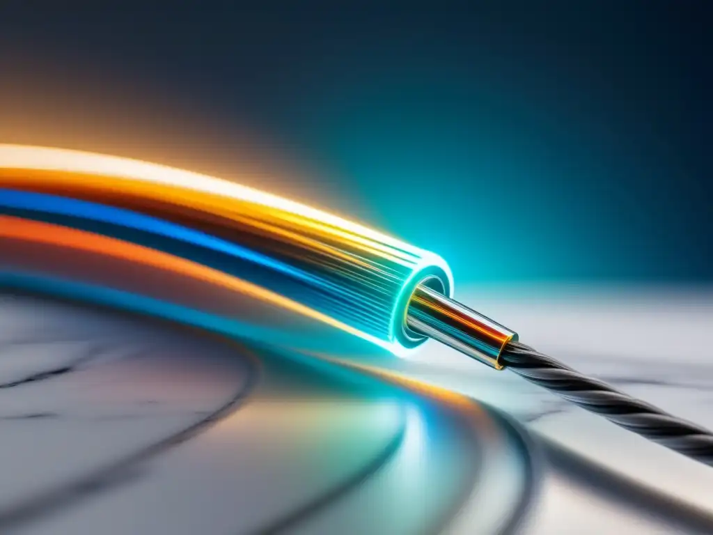 Formación profesional en fibra óptica: imagen impresionante de cable de fibra óptica 8K detallado, elegante y sofisticado