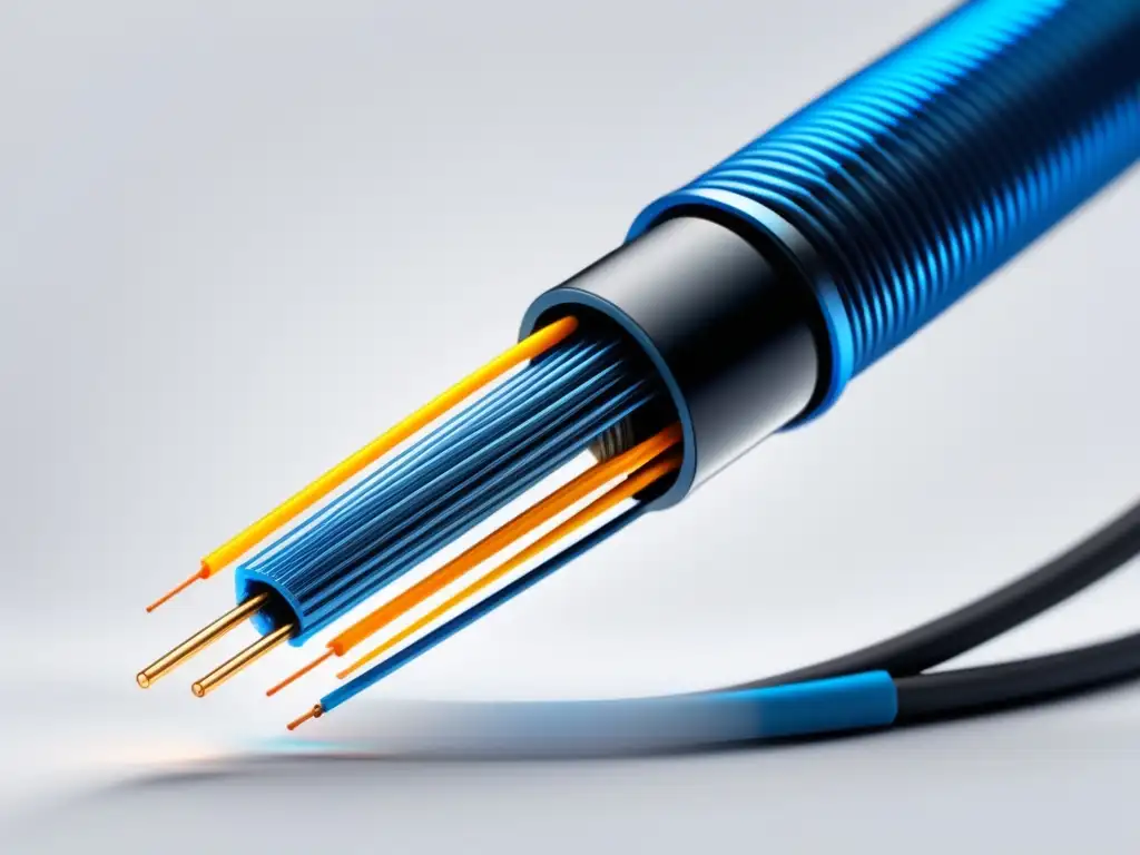 Imagen 8K de un cable de fibra óptica moderno y elegante con ventajas y aplicaciones destacadas