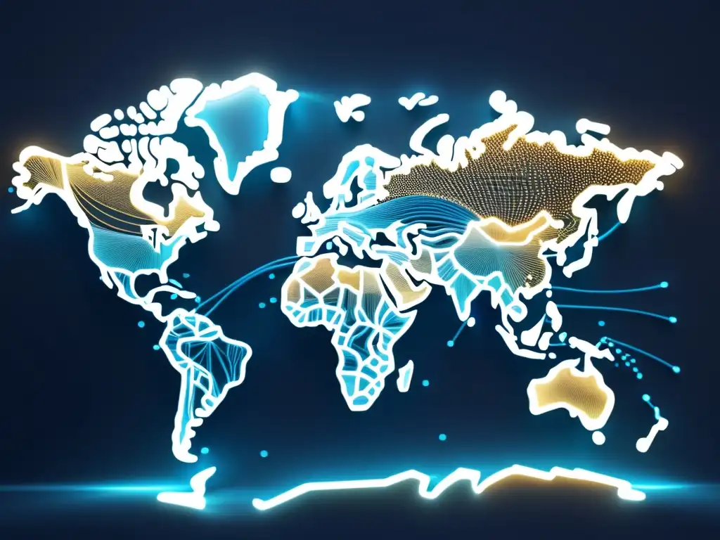 Desafíos regulación global fibra óptica: mapa moderno de cables de fibra óptica que conectan el mundo