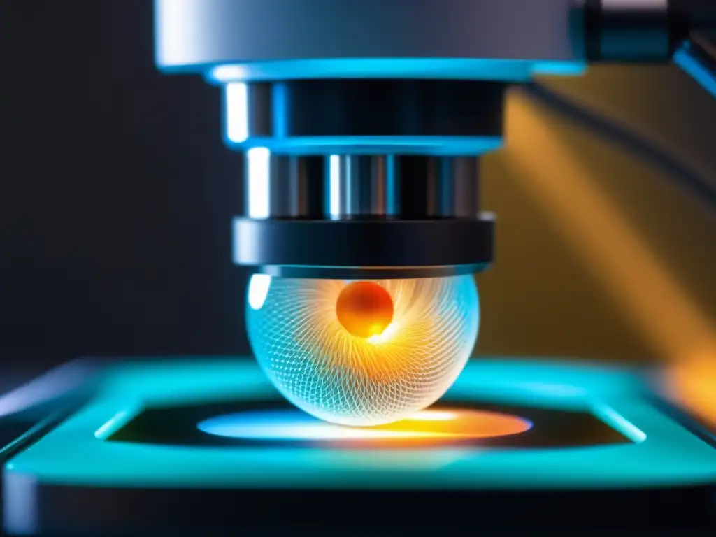 Microscopio de alta tecnología con cables de fibra óptica conectados