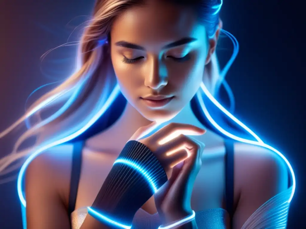 Mujer con wearable de fibra óptica: Beneficios de los wearables de fibra óptica