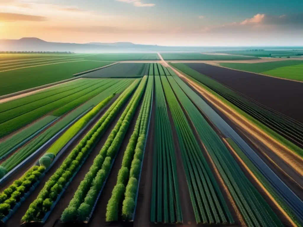 Beneficios de la fibra óptica en la agricultura: imagen de granja inteligente con tecnología avanzada y eficiencia